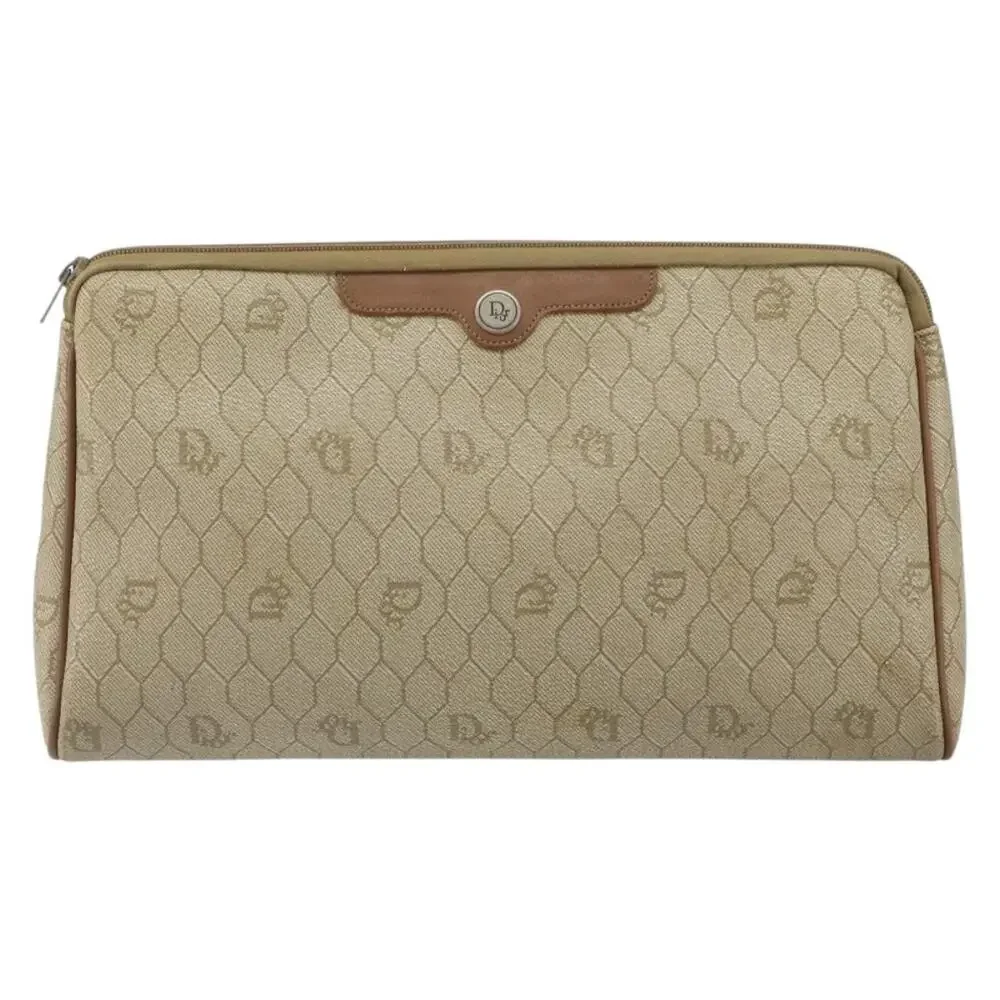 Dior Honeycomb Canvas Clutch Bag Beige